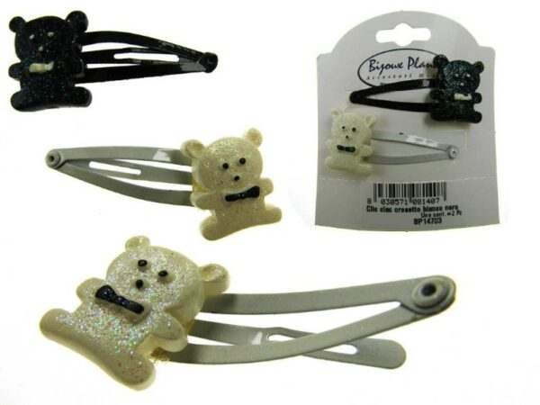 Clic clac oresetto bianco nero glitter cm. 4,0 blister pz. 2