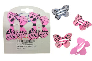 Clic clac farfalla metallo maculata cm. 4 blister 2 pz.