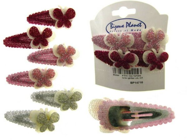 Clic clac farfalla lurex glitter cm. 4,0 blister pz. 4