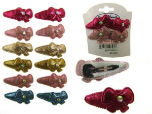 Clic clac fiocco tessuto e strass cm. 3,5 blister pz. 4