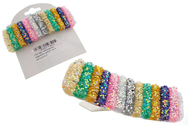 Clic clac rettangolare baguettes glitter cm.8