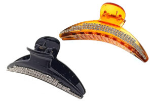 Pinza acrilico mezzaluna strass cm. 12 demy e nera