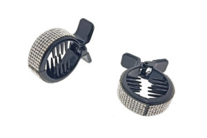 Pinza acrilico tonda rivestimento strass cm. 6,5