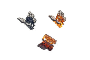 Pinza farfalla acrilico nero demy strass cm. 2 blister pz. 2