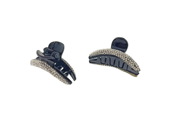 Pinzetta mezzaluna acrilico e strass cm. 5
