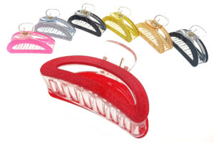 Pinza arco lastra acrilico glitterata cm. 9