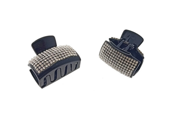 Pinzotto rettangolare acrilico e strass cm. 4
