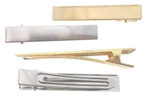 Becco rettangolare satinato oro e argento cm. 8