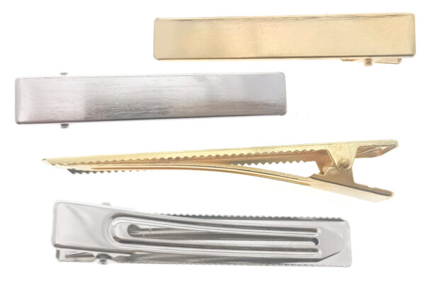 Becco rettangolare satinato oro e argento cm. 8