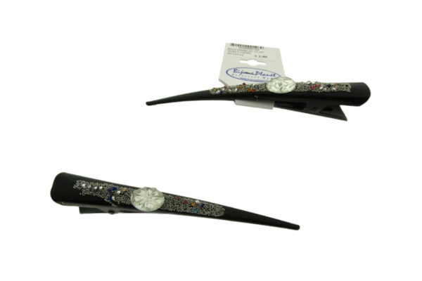 Becco metallo cm. 13 con strass e cristallo