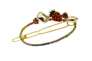 Fermaglio con ovale strass e fragola cm. 6,3