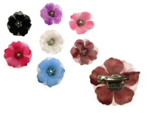 Becco fiore strass rosso,nero,rosso,viola,bianco,celeste