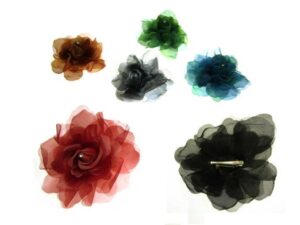 Becco fiore con strass verde,viola,grigio,marrone,azzurro