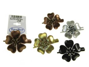 Becco fiore metallo e glitter cm. 6,6