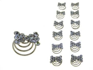 Piercing per capelli fiocchetto strass card pz. 12
