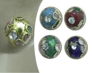Orecchino sfera smaltata con strass mm. 8