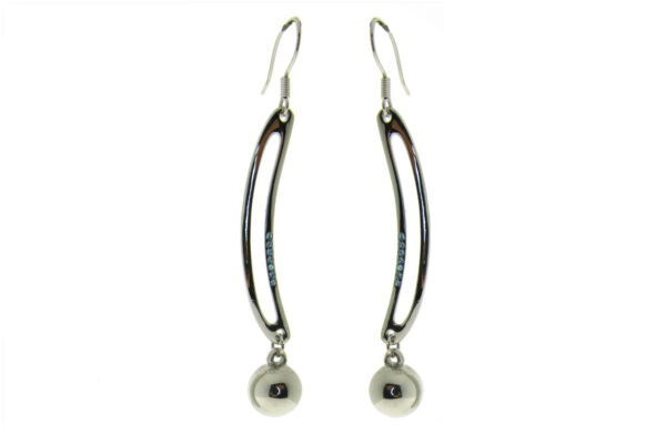 Orecchino pendente sfera gambo strass