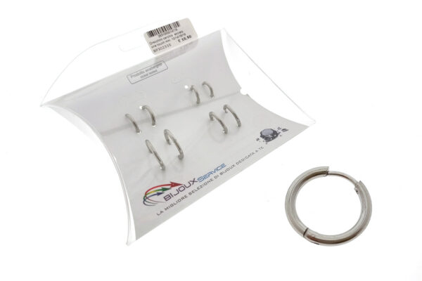 Orecchini cerchio acciaio one touch mm. 12/14/16/18 blister pz. 4