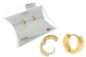 Orecchino acciaio dorato one touch larg. mm. 4