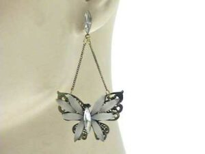 Orecchino farfalla metallo e strass
