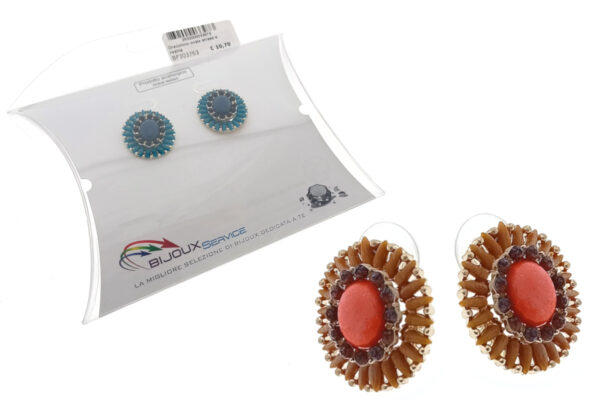 Orecchino ovale strass e resina