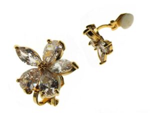 Orecchino a clip fiore 5 petali zircone