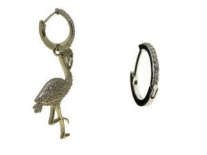 Mono orecchino fenicottero strass + cerchio strass