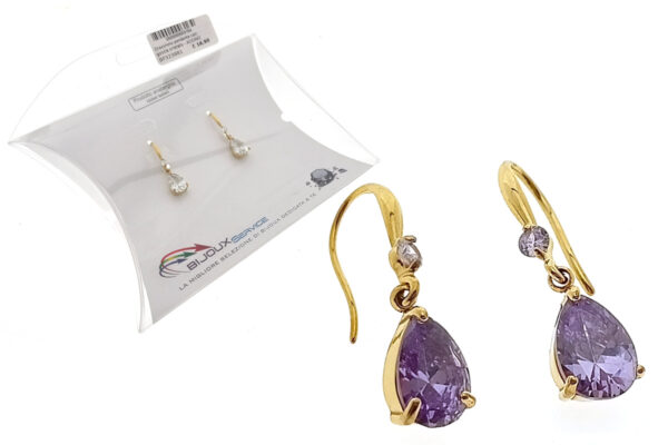 Orecchino pendente con goccia cristallo - ACCIAIO 316L