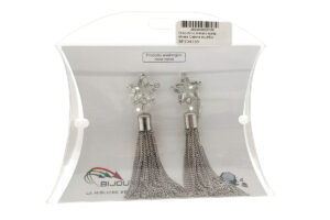Orecchino metallo stella strass catena multifilo pendente
