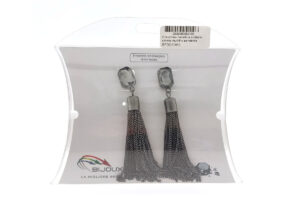 Orecchino metallo e cristallo catena multifilo pendente