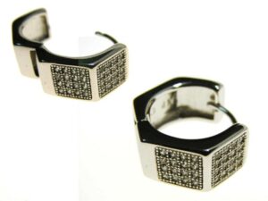 Orecchino cerchietto One-touch con quadrati micro strass