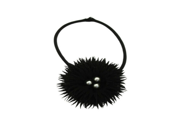 Collana tubolare poliestere con fiore corolla perle