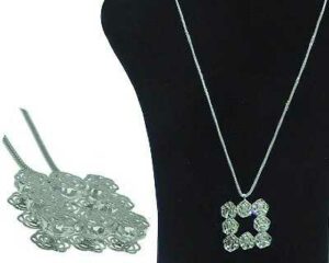 Collana lunga fiori metallo e strass