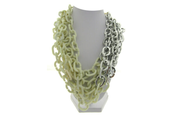 Collana corta multifilo catene acrilico bicolore