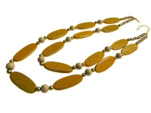 Collana con sfere e ellissi in legno colorato
