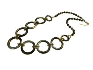 Collana anelli legno grandi e fascette cristallo