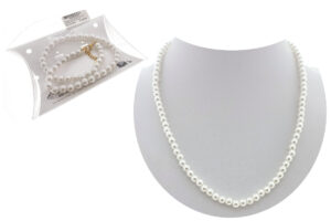 Collana perle acrilico mm. 5 lunghezza cm. 40 con catenina di regolazione in acciaio