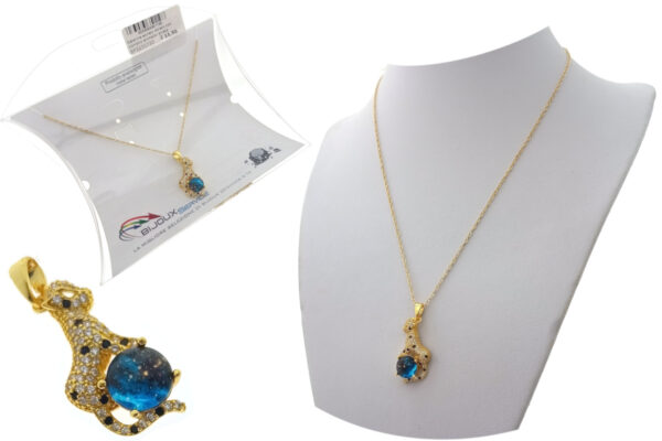 Catenina acciaio dorato con ciondolo animalier strass