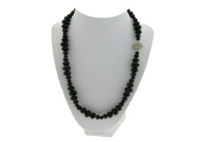 Collana perle in cristallo mm. 8 con sfera strass centrale lunghezza cm. 45 chiusura acciaio