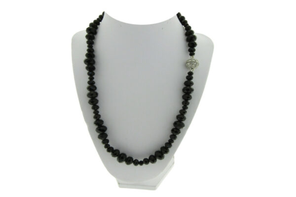 Collana perle in cristallo mm. 8 con sfera strass centrale lunghezza cm. 45 chiusura acciaio