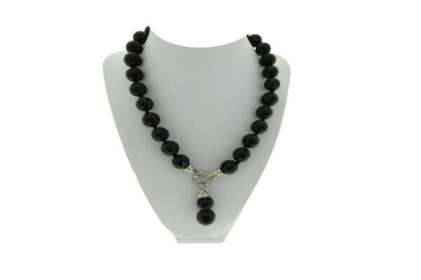 Collana corta cristalli 14 mm. chiusura metallo e strass
