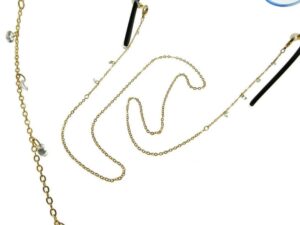 Catena collana per occhiali metallo e cristalli
