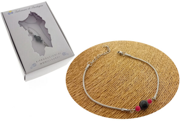 Bracciale maglia tubolare acciaio con centrale pietre