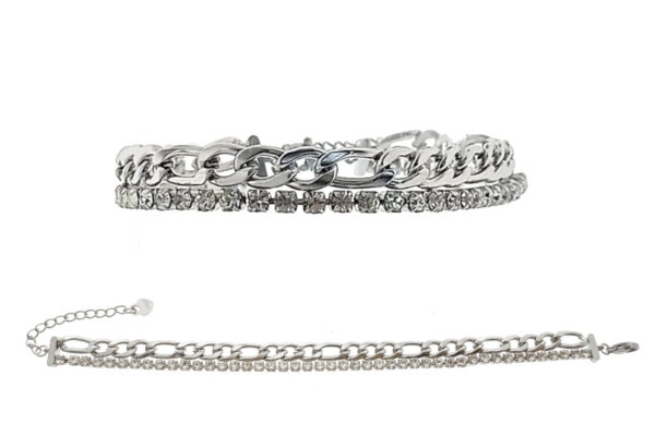 Bracciale catena acciaio con filo tennis