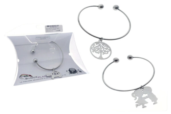 Bracciale filo acciaio rigido mm. 2 con ciondolo