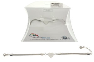 Bracciale acciaio maglia piatta con centrale cuore