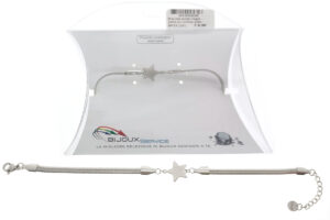 Bracciale acciaio maglia piatta con centrale stella