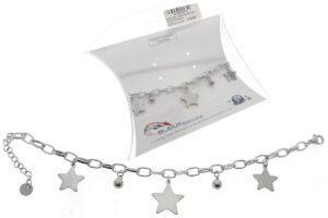 Bracciale maglia acciaio con 3 ciondoli stella
