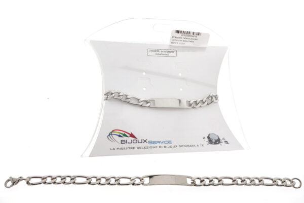 Bracciale catena acciaio uomo con placchetta centrale