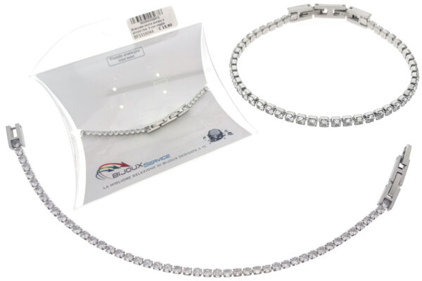 Bracciale tennis acciaio e zirconi mm. 3 con maglia removibile